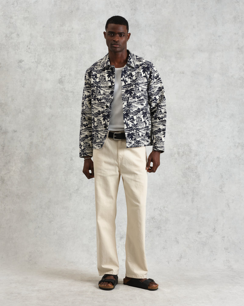 wax london Iggy - Navy And Ecru Beach Jacquard Jacket