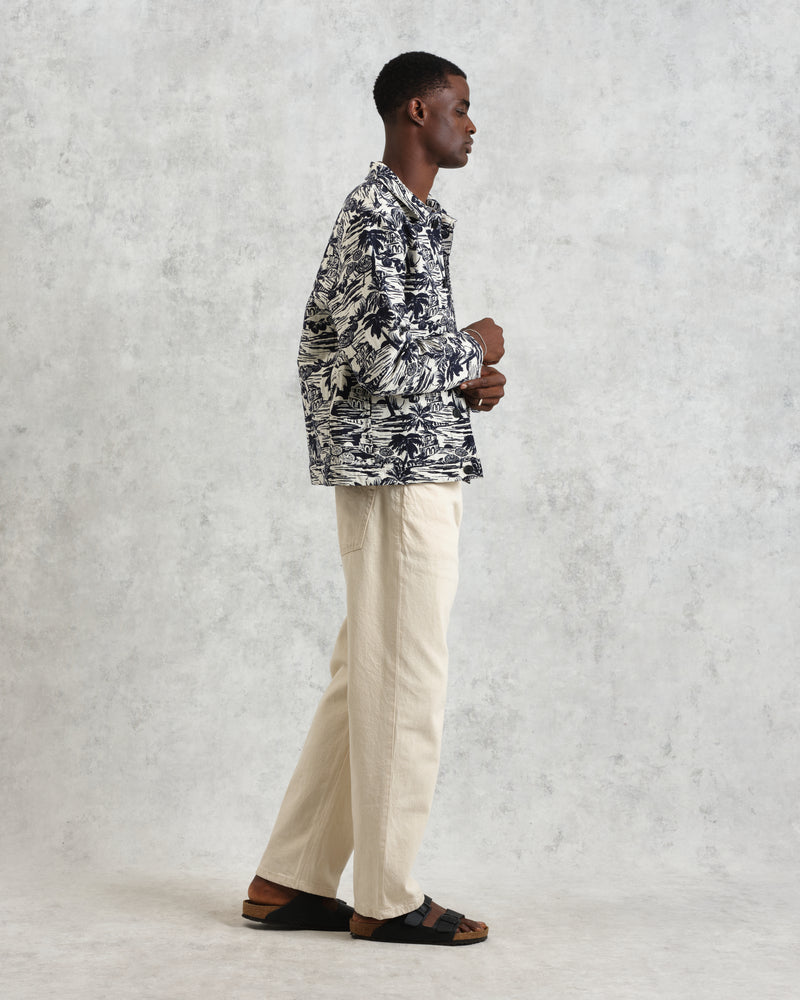 wax london Iggy - Navy And Ecru Beach Jacquard Jacket