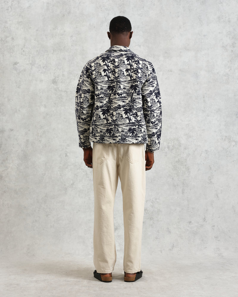 wax london Iggy - Navy And Ecru Beach Jacquard Jacket