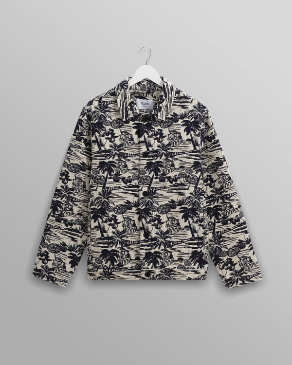 wax london men's Iggy - Navy And Ecru Beach Jacquard Jacket