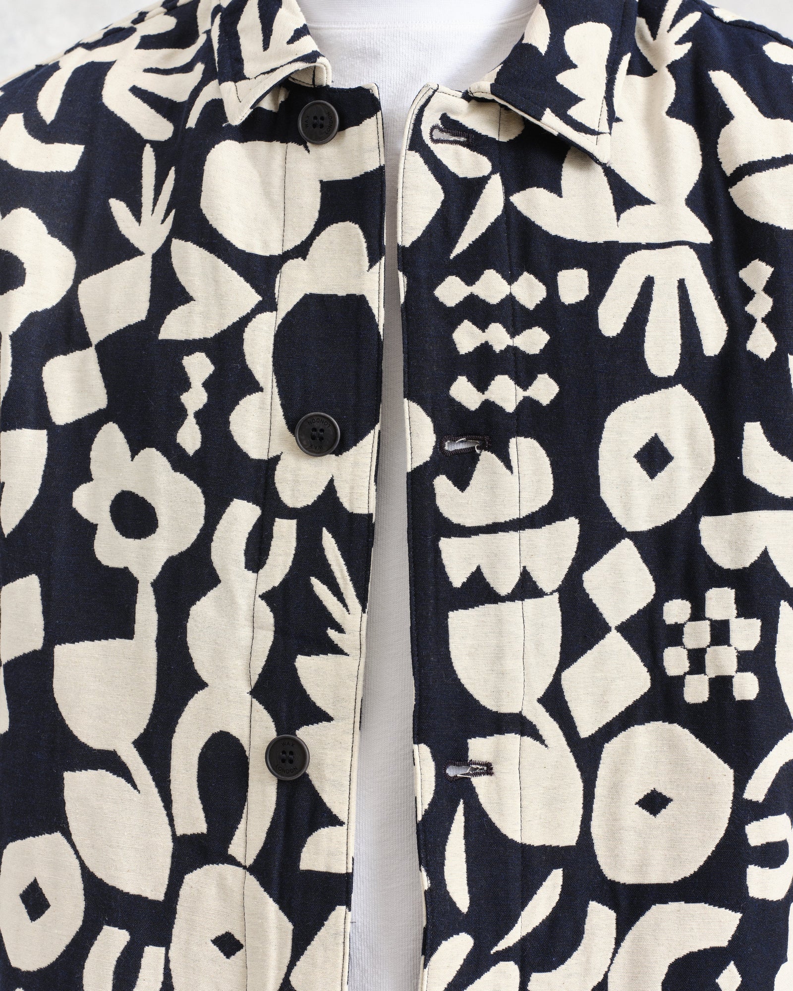 Men's Navy And Ecru Spin Jacquard Jacket | Wax London
