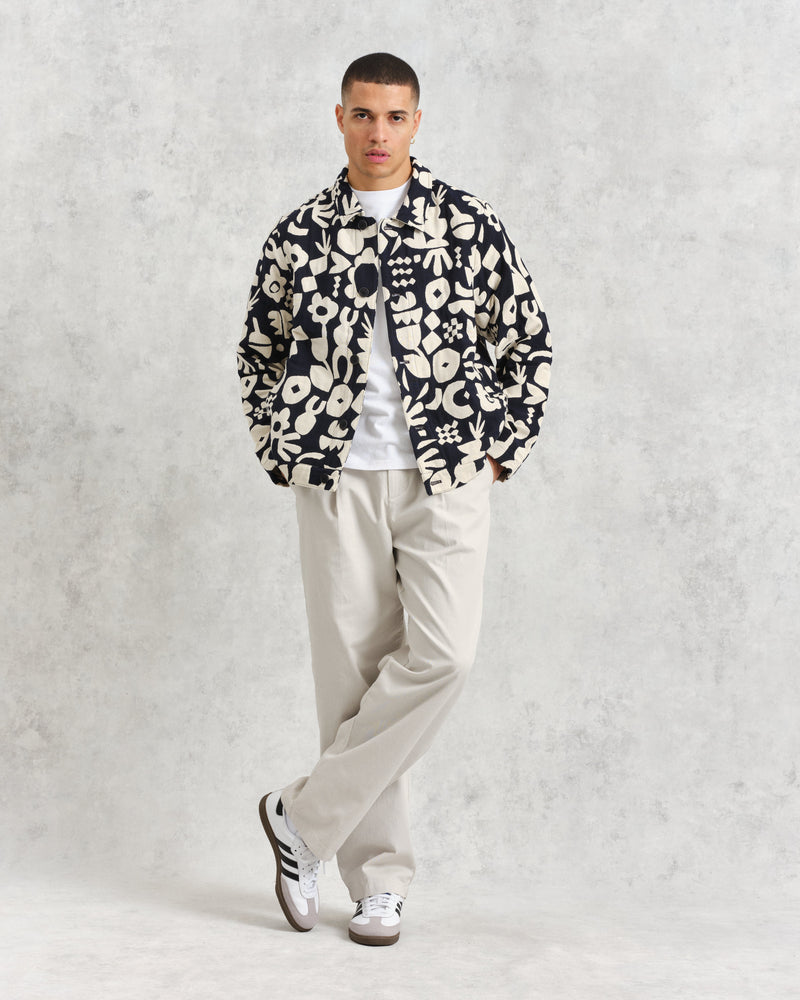 Men's Navy And Ecru Spin Jacquard Jacket | Wax London