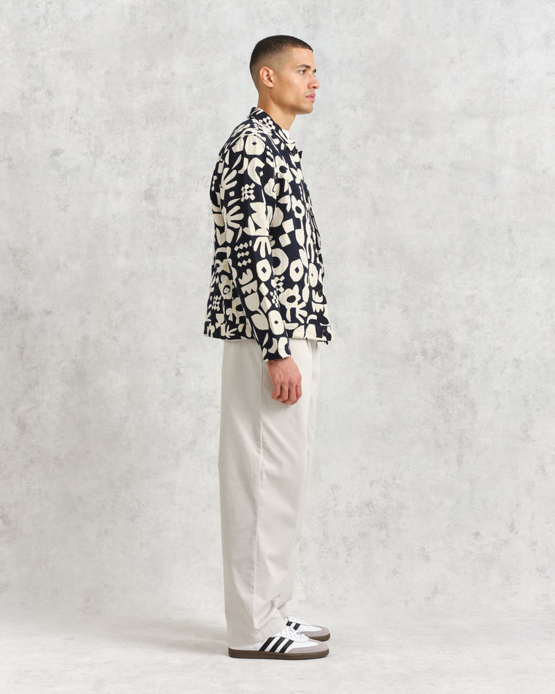 Men's Navy And Ecru Spin Jacquard Jacket | Wax London
