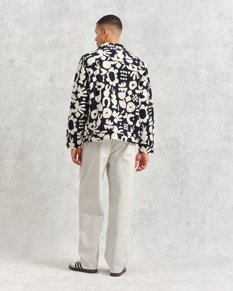 Men's Navy And Ecru Spin Jacquard Jacket | Wax London