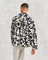 wax london men's Iggy - Navy And Ecru Spin Jacquard Jacket