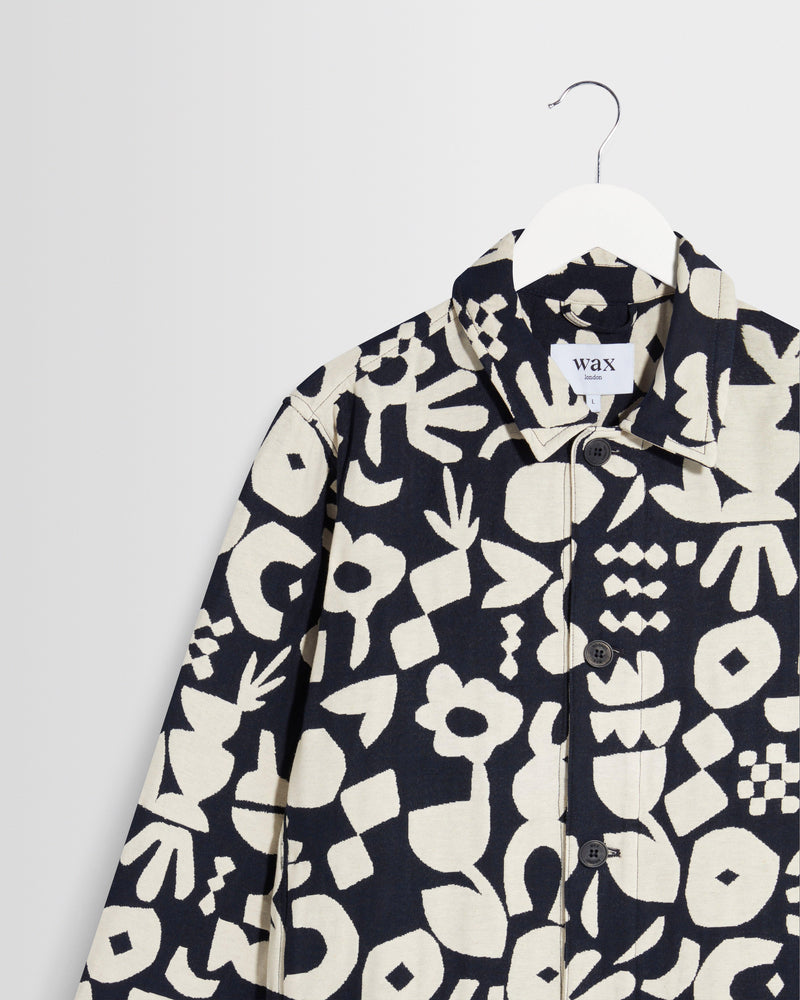 Men's Navy And Ecru Spin Jacquard Jacket | Wax London
