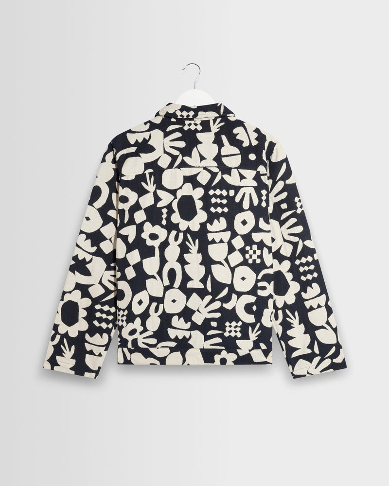 Men's Navy And Ecru Spin Jacquard Jacket | Wax London