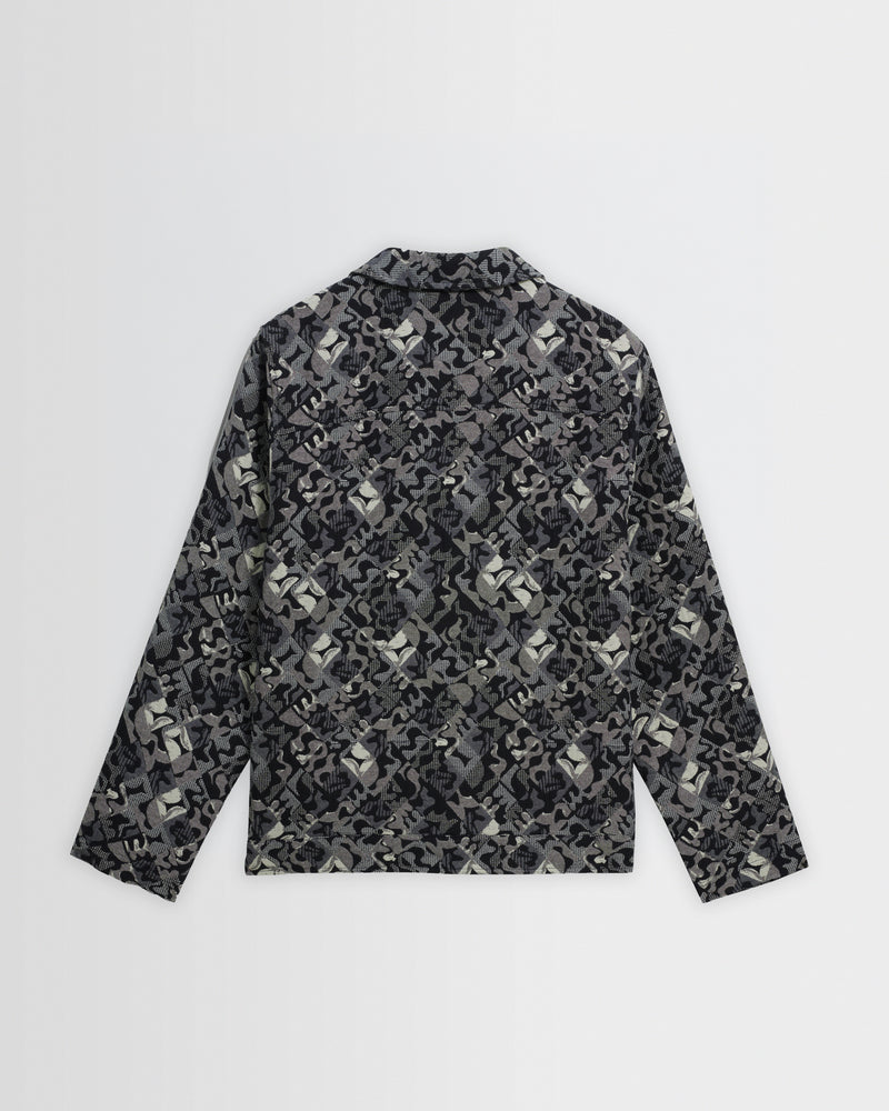 Men's Navy And Ecru Tile Jacquard Jacket | Wax London