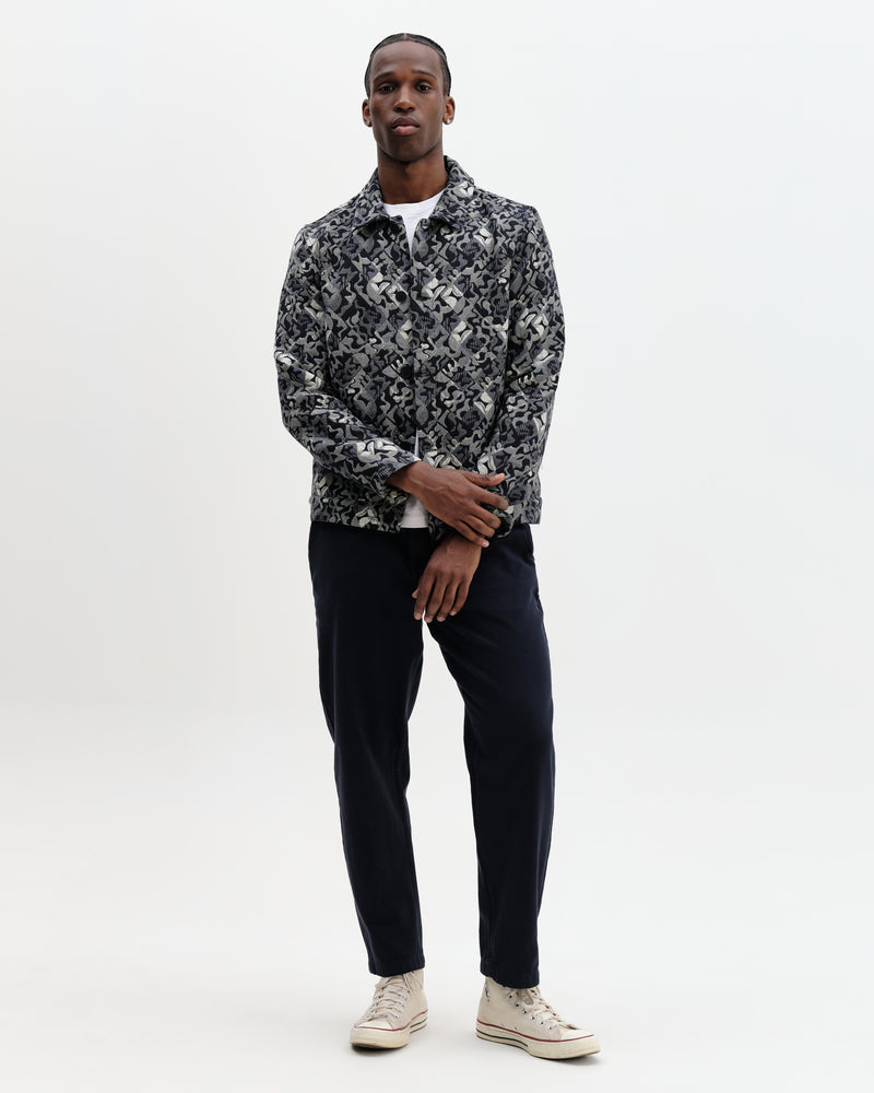 Men's Navy And Ecru Tile Jacquard Jacket | Wax London