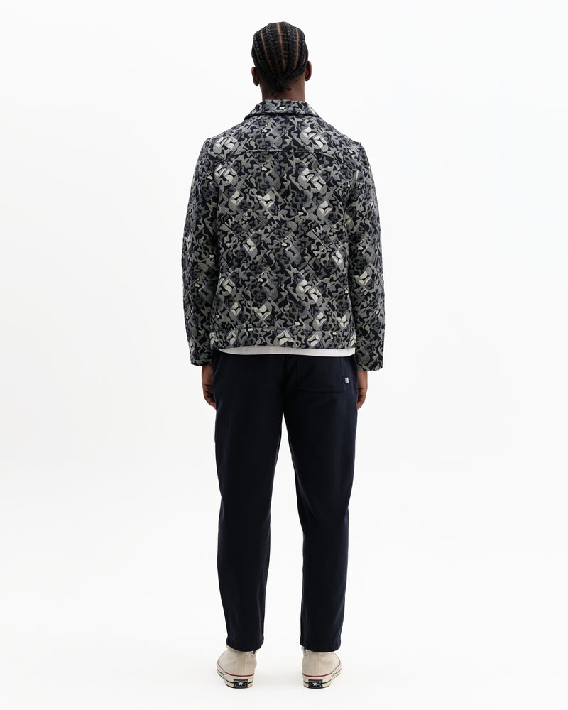 Men's Navy And Ecru Tile Jacquard Jacket | Wax London