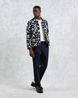 wax london Iggy - Navy Geometric Jacquard Jacket