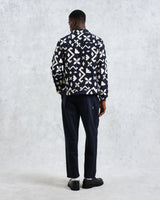 wax london Iggy - Navy Geometric Jacquard Jacket