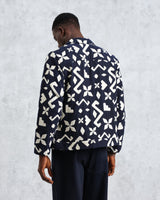 wax london Iggy - Navy Geometric Jacquard Jacket