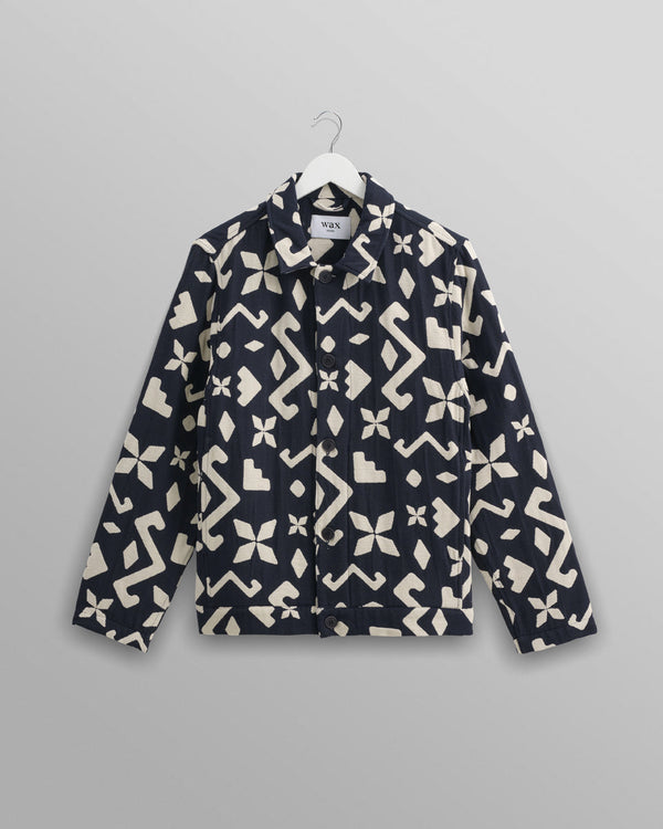 wax london Iggy - Navy Geometric Jacquard Jacket