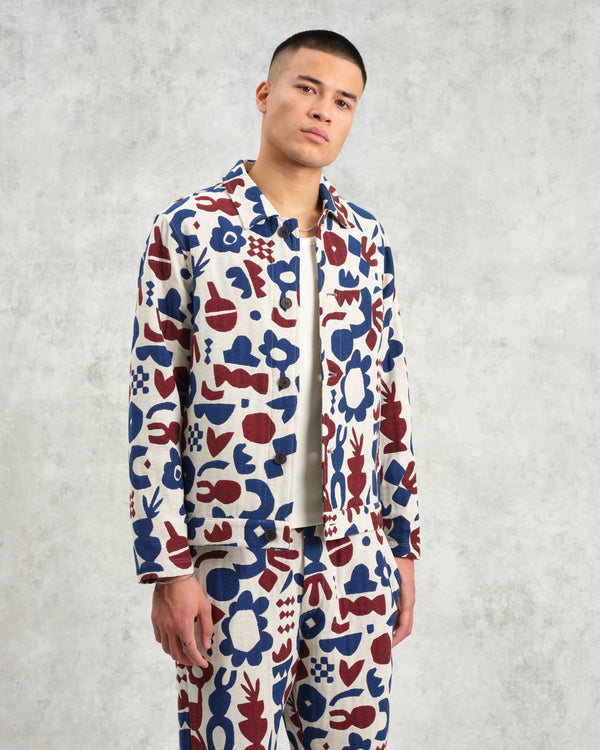 wax london Iggy - Red And Blue Spin Jacquard Jacket