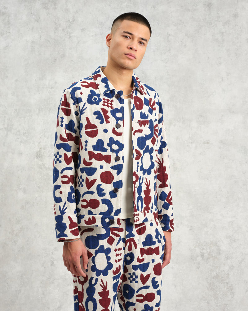 wax london Iggy - Red And Blue Spin Jacquard Jacket