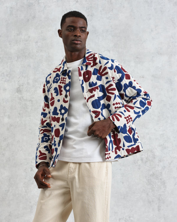 wax london men's Iggy - Red And Blue Spin Jacquard Jacket