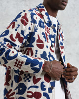 wax london men's Iggy - Red And Blue Spin Jacquard Jacket