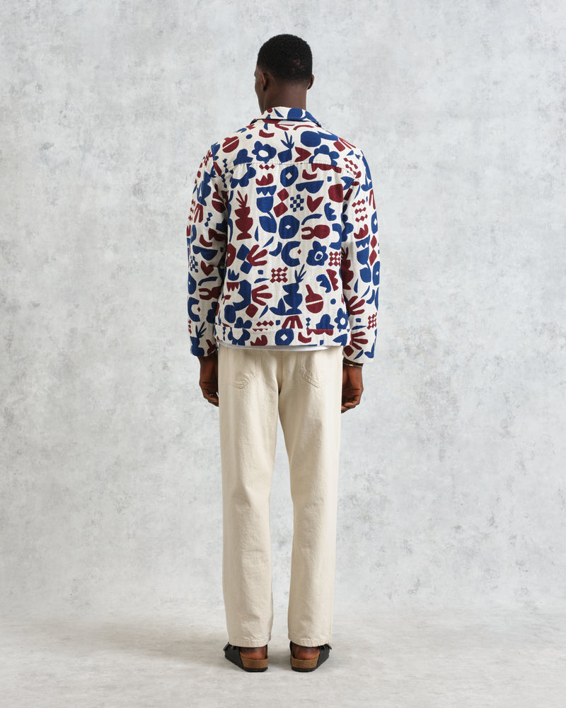 wax london men's Iggy - Red And Blue Spin Jacquard Jacket