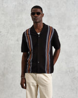wax london Ivy - Black And Multicolour Striped Cotton Polo Shirt