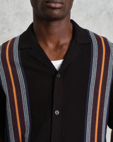wax london Ivy - Black And Multicolour Striped Cotton Polo Shirt