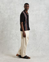wax london Ivy - Black And Multicolour Striped Cotton Polo Shirt