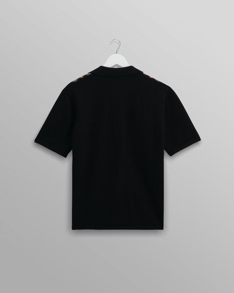wax london Ivy - Black And Multicolour Striped Cotton Polo Shirt