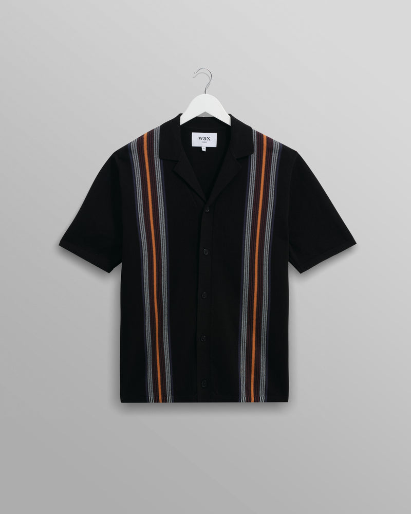 wax london Ivy - Black And Multicolour Striped Cotton Polo Shirt