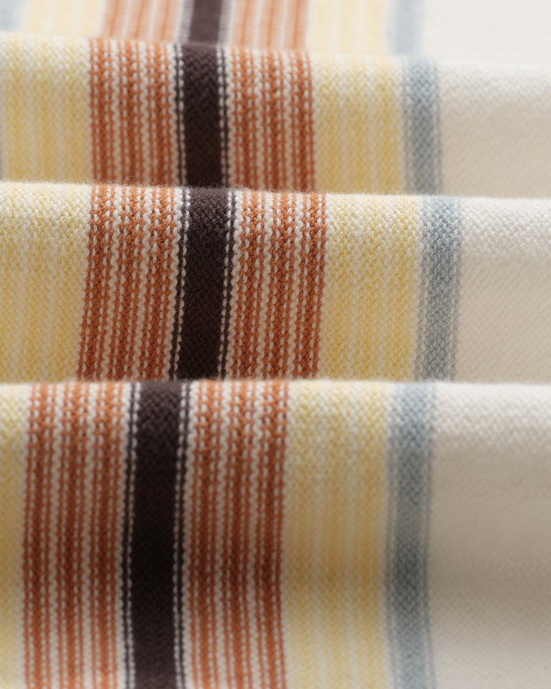 wax london Ivy - Ecru And Multicolour Striped Cotton Polo Shirt