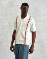 wax london Ivy - Ecru And Multicolour Striped Cotton Polo Shirt