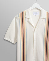 wax london Ivy - Ecru And Multicolour Striped Cotton Polo Shirt