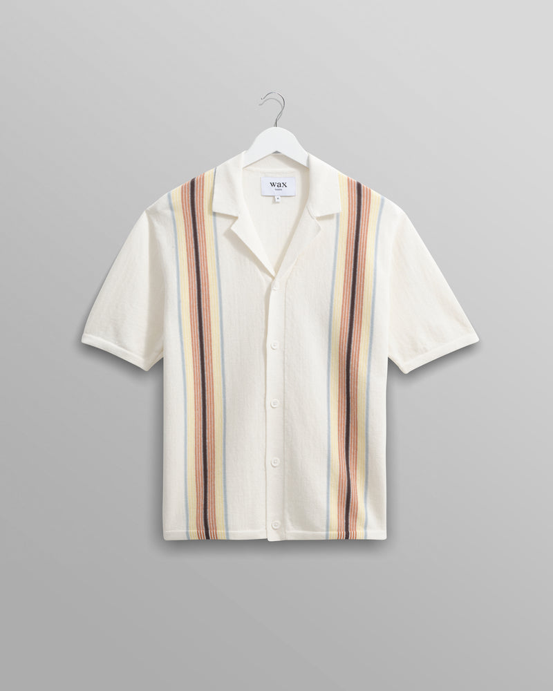 wax london Ivy - Ecru And Multicolour Striped Cotton Polo Shirt
