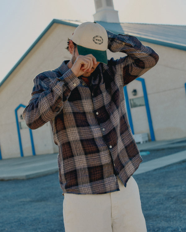 wax london Jaunt - Brown Check Linen Shirt