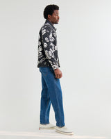 wax london men's Jay - Black And Ecru Printed Cotton Chore Jacket