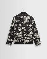 wax london men's Jay - Black And Ecru Printed Cotton Chore Jacket