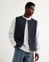 wax london men's Jedd - Navy Organic Cotton Ripstop Gilet