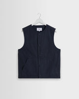 wax london men's Jedd - Navy Organic Cotton Ripstop Gilet