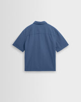 Keats - Blue Cotton Seersucker Short-Sleeve Shirt