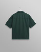 wax london Keats - Forest Green Cotton Seersucker Short-Sleeve Shirt