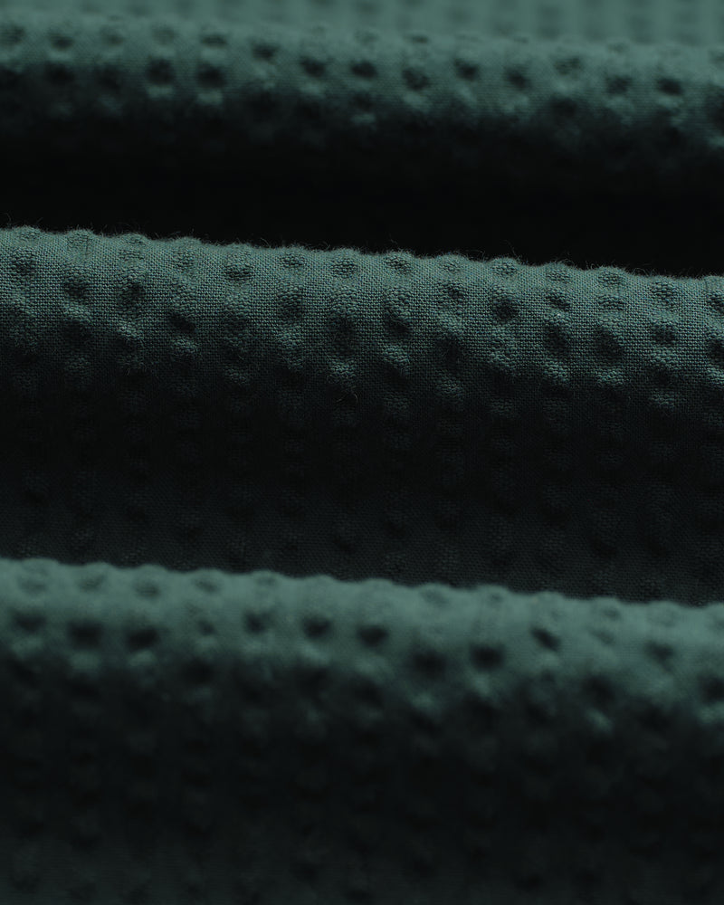 wax london Keats - Forest Green Cotton Seersucker Short-Sleeve Shirt