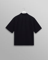 wax london Keats - Navy Cotton Seersucker Short-Sleeve Shirt