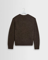 wax london men's Kemp - Brown Brushed Fluffy V-Neck Jumper