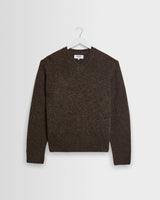wax london men's Kemp - Brown Brushed Fluffy V-Neck Jumper