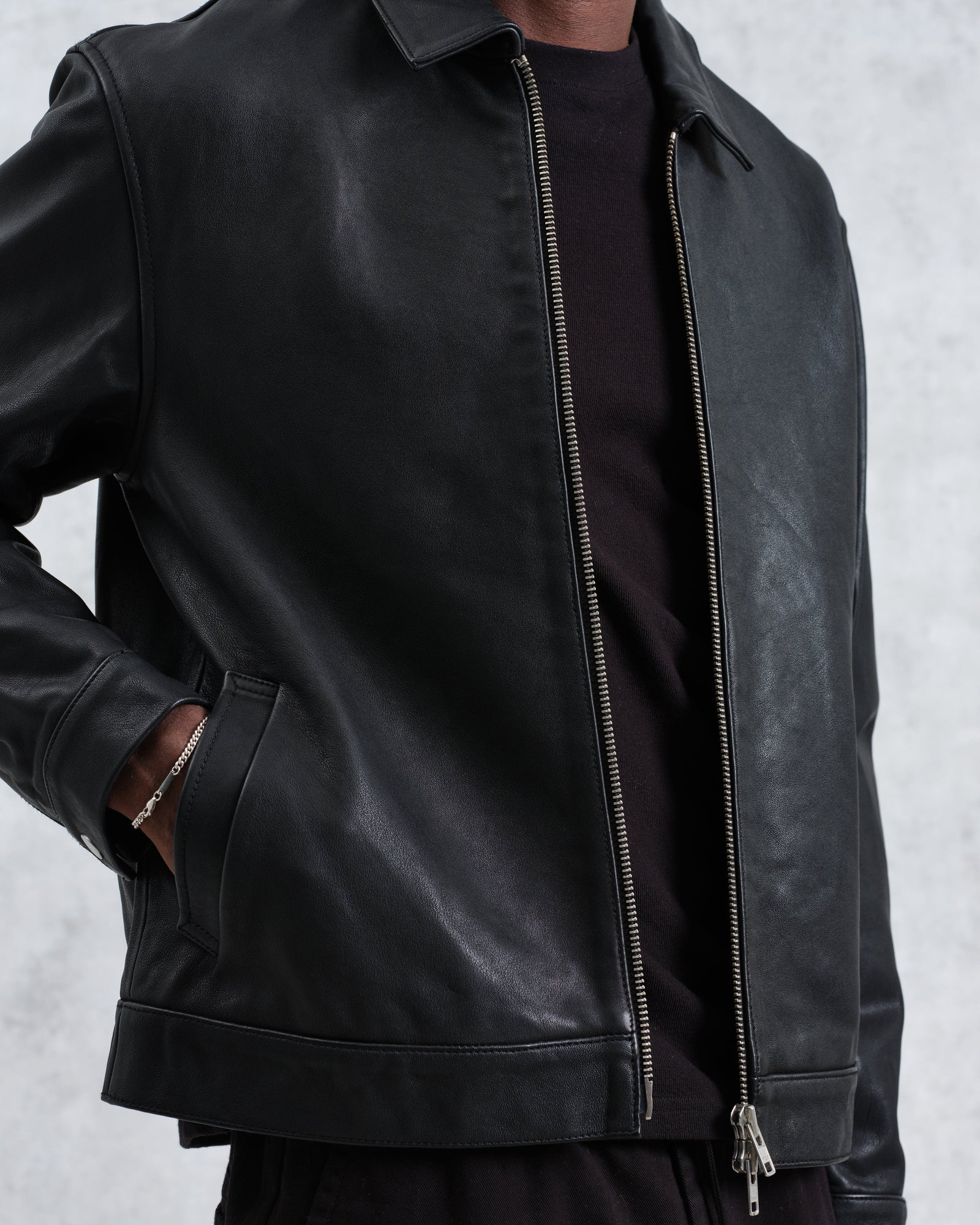 Black lamb leather jacket best sale