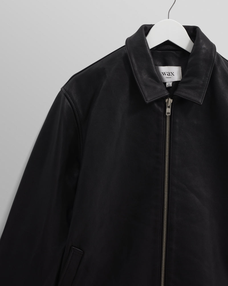 wax london men's Kendal - Black Lamb Leather Jacket