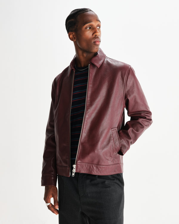 wax london men's Kendal - Cherry Lamb Leather Jacket