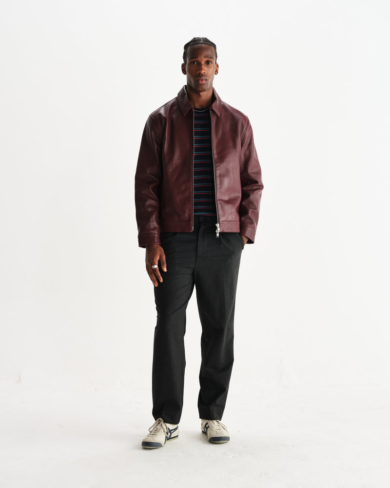 wax london men's Kendal - Cherry Lamb Leather Jacket