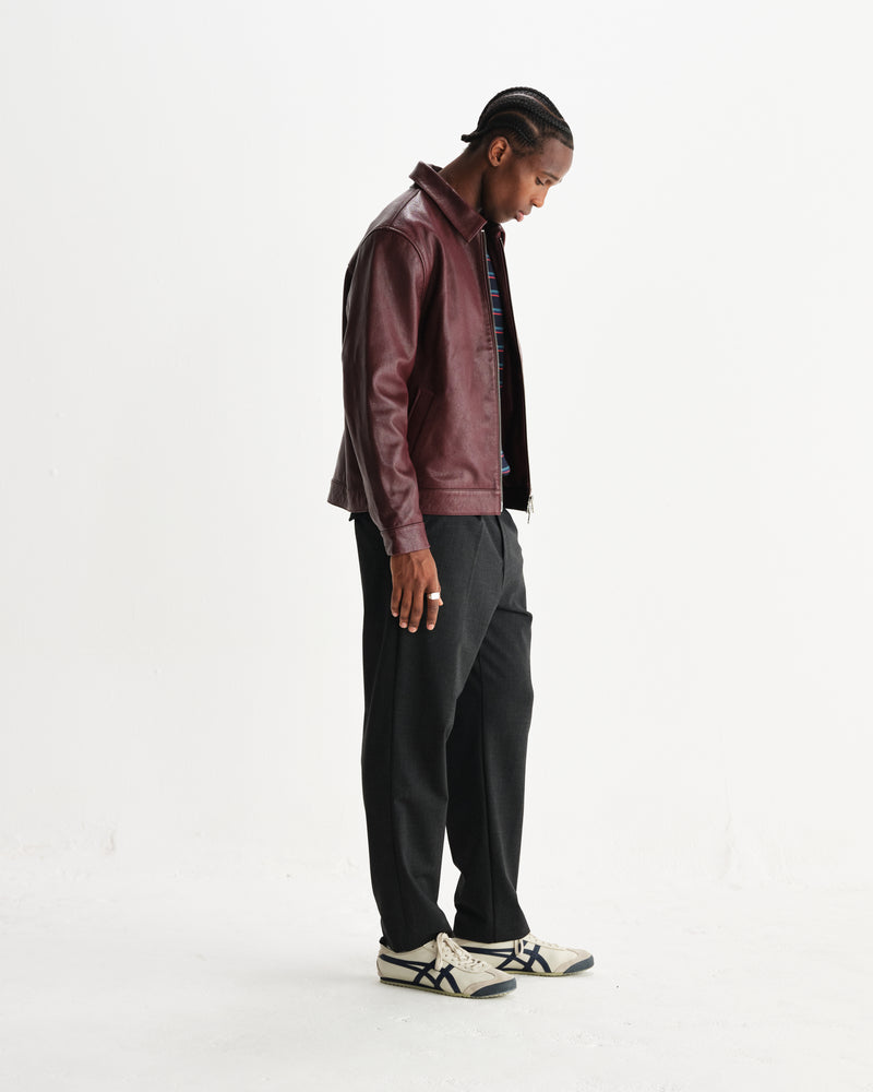 wax london men's Kendal - Cherry Lamb Leather Jacket