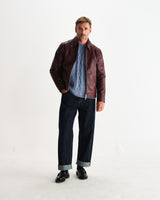 wax london men's Kendal - Cherry Lamb Leather Jacket