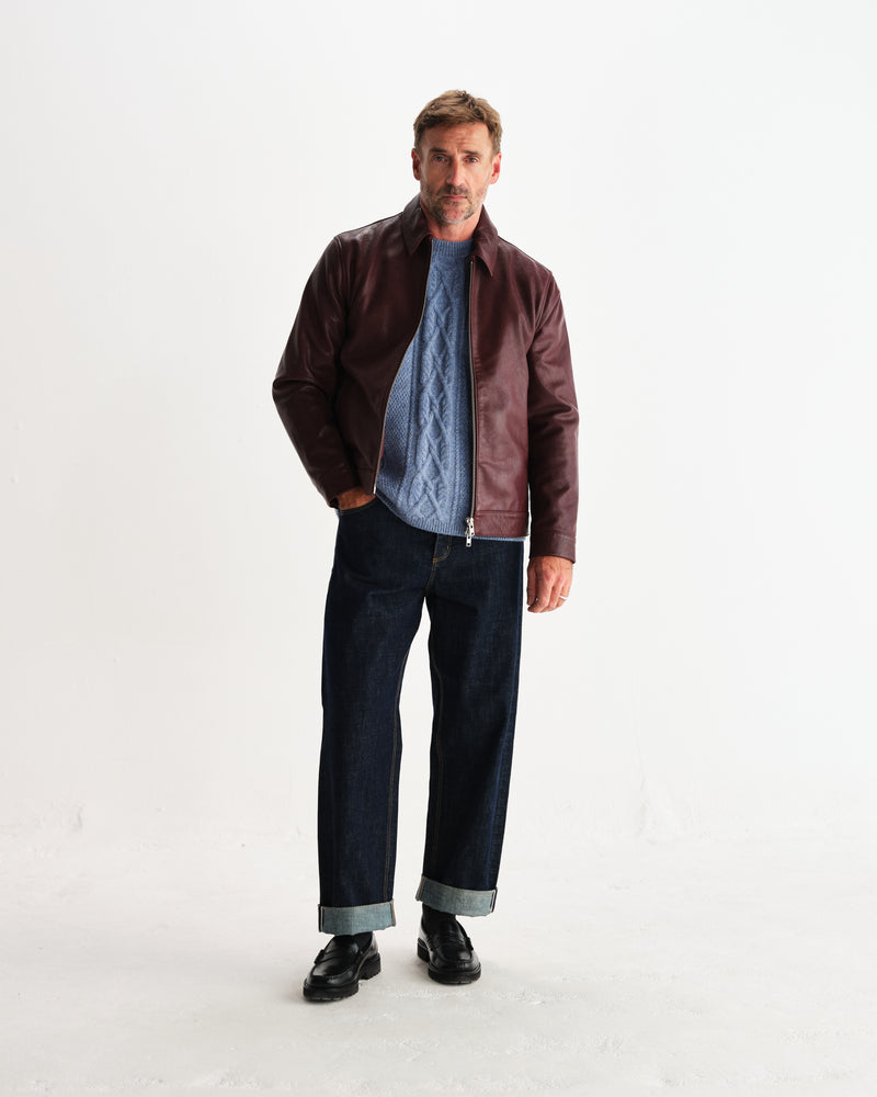 wax london men's Kendal - Cherry Lamb Leather Jacket